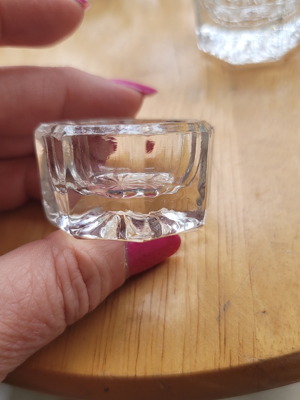 Vintage Clear Glass Salt Cellar  - Thick Pressed Glass. Set Of 4.